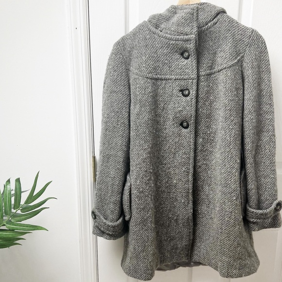 Sandro Paris Women's 100% Wool Coat Size 40 Gray Long Button Down with Hood - Picture 1 of 9
